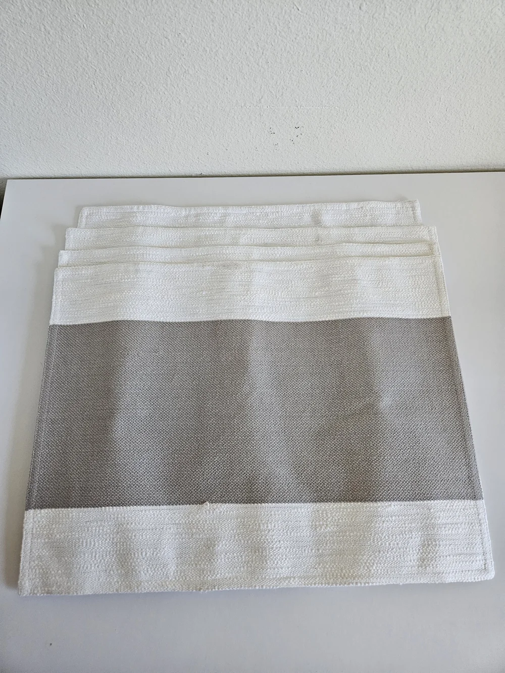 West Elm Placemats White and Gray Colorblock - Set Of 4
